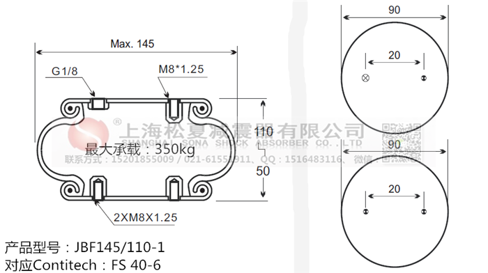 JBF145/110-1橡膠<a href='http://m.yuker.com.cn/' target='_blank'><u>空氣彈簧</u></a>