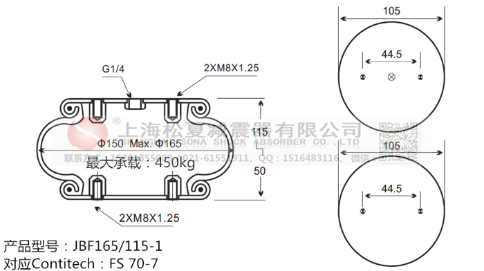 JBF165/115-1橡膠<a href='http://m.yuker.com.cn/' target='_blank'><u>空氣彈簧</u></a>