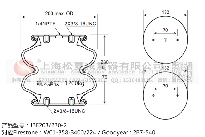 JBF203/230-2橡膠<a href='http://m.yuker.com.cn/' target='_blank'><u>空氣彈簧</u></a>