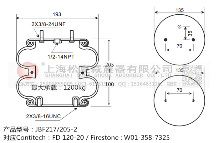 JBF217/205-2橡膠<a href='http://m.yuker.com.cn/' target='_blank'><u>空氣彈簧</u></a>