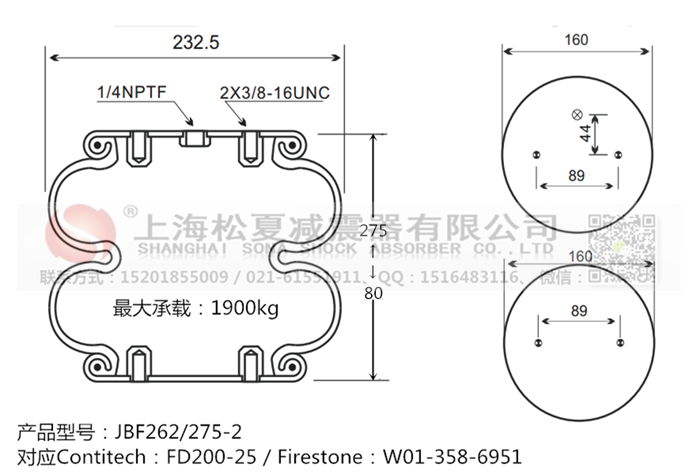 JBF262/275-2橡膠<a href='http://m.yuker.com.cn/' target='_blank'><u>空氣彈簧</u></a>