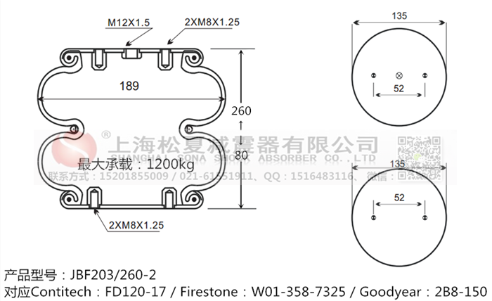 JBF203/260-2橡膠<a href='http://m.yuker.com.cn/' target='_blank'><u>空氣彈簧</u></a>