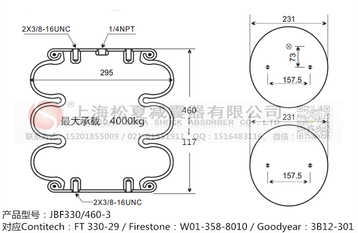 JBF330/460-3橡膠<a href='http://m.yuker.com.cn/' target='_blank'><u>空氣彈簧</u></a>